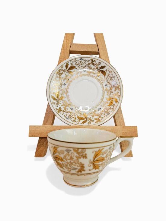 Lefton China Other - Vintage Hand Painted Gold Trimmed Lefton Tea Cup and Saucer